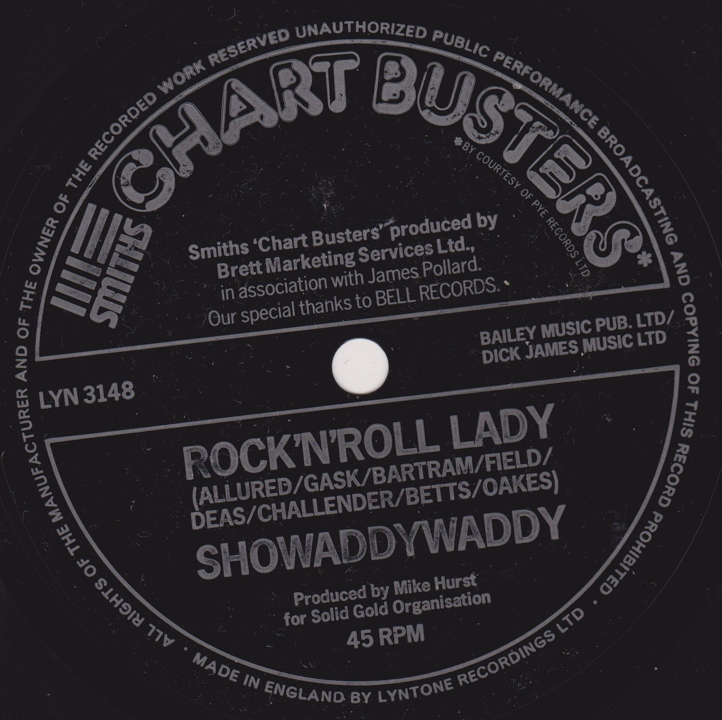Showaddywaddy / Sweet Sensation – Rock 'N' Roll Lady / Sad Sweet Dreamer (Smiths Crisps 1975) 7" flexi-disc VG