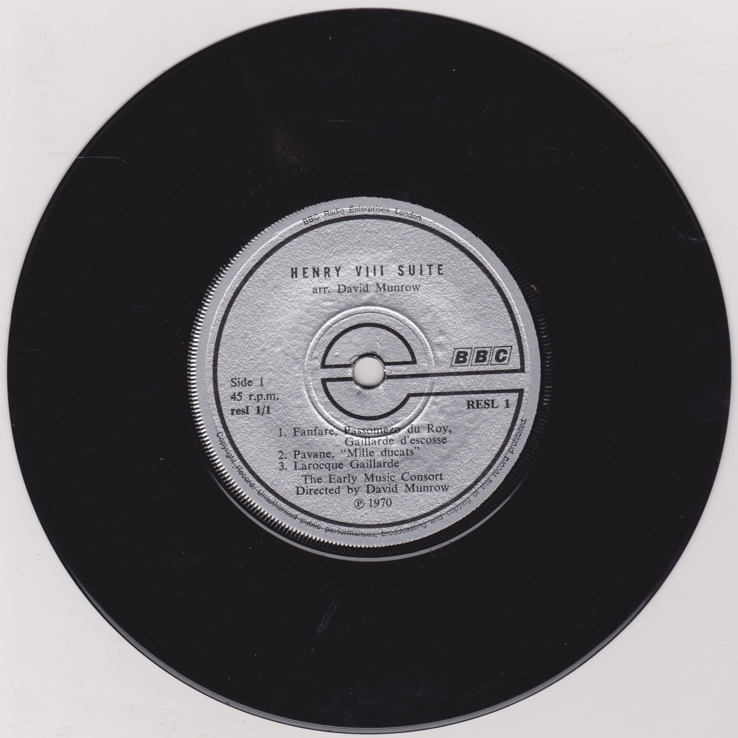 The Early Music Consort ‎– The Six Wives Of Henry VIII (BBC 1970) 7" vinyl P/S EP VG/VG