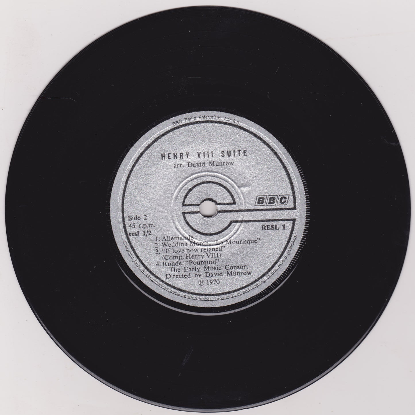 The Early Music Consort ‎– The Six Wives Of Henry VIII (BBC 1970) 7" vinyl P/S EP VG/VG