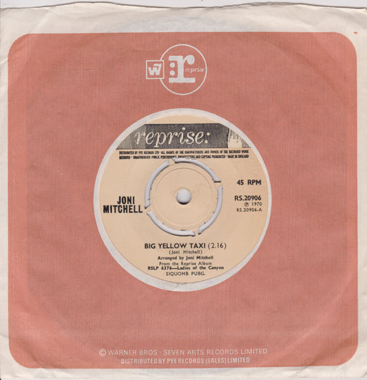 Joni Mitchell ‎– Big Yellow Taxi (Reprise 1970) 7" vinyl single VG/-