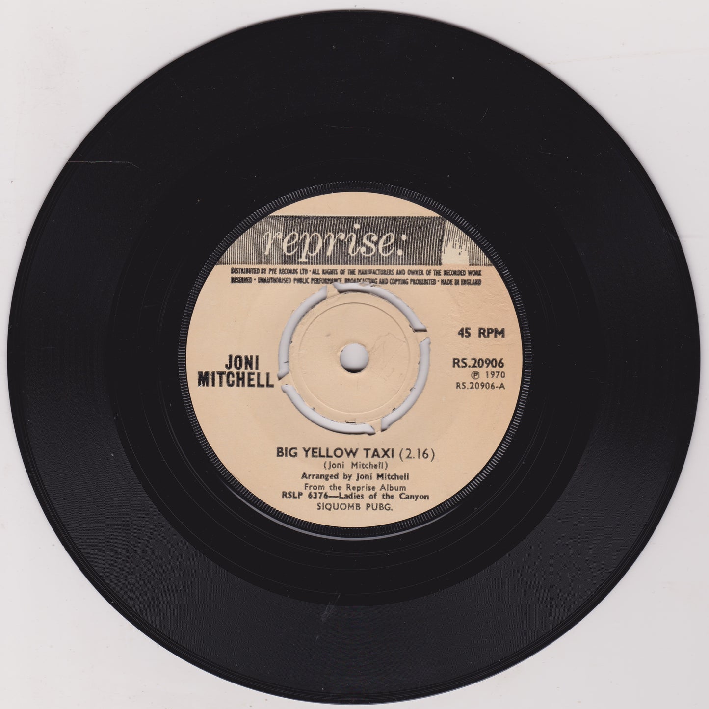 Joni Mitchell ‎– Big Yellow Taxi (Reprise 1970) 7" vinyl single VG/-