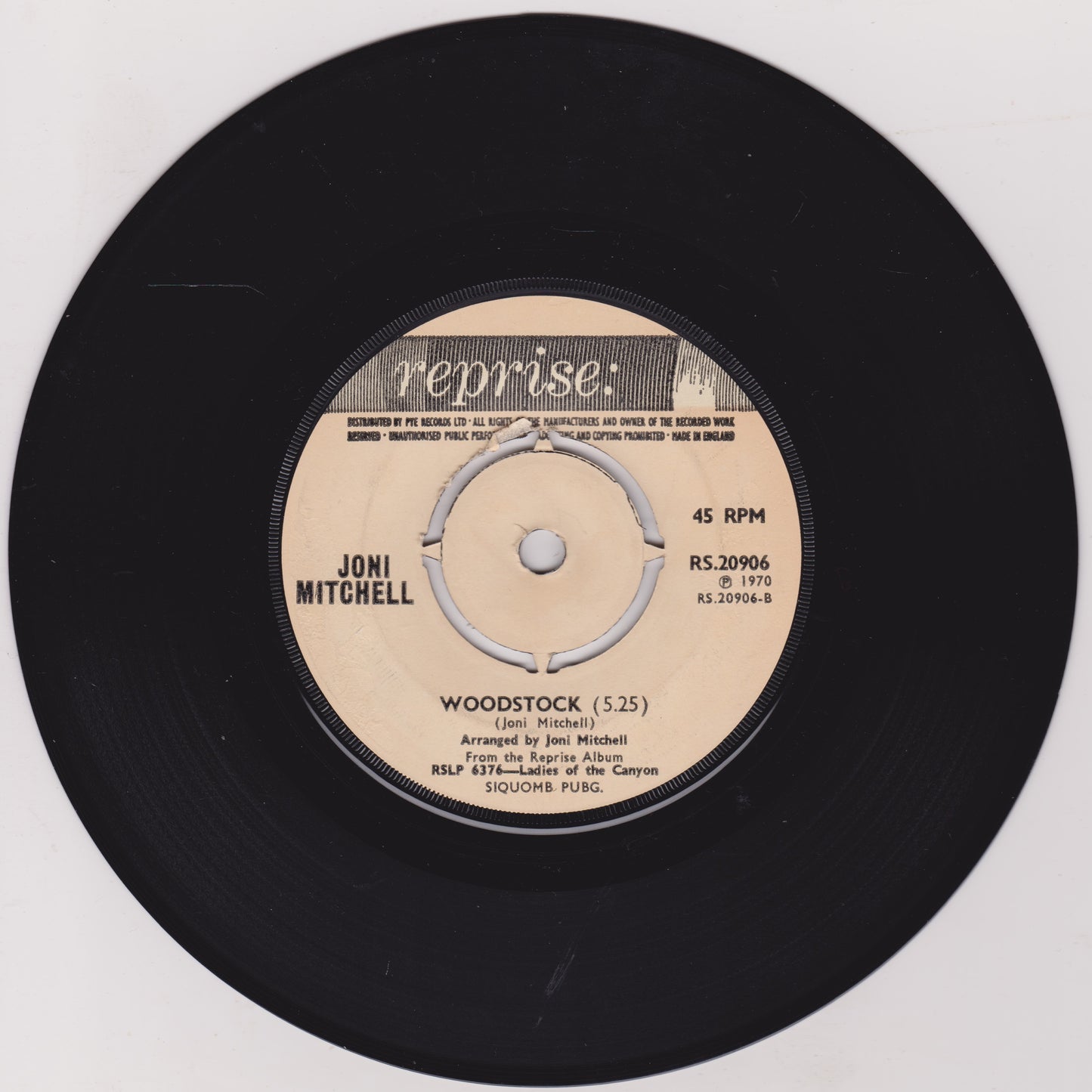 Joni Mitchell ‎– Big Yellow Taxi (Reprise 1970) 7" vinyl single VG/-