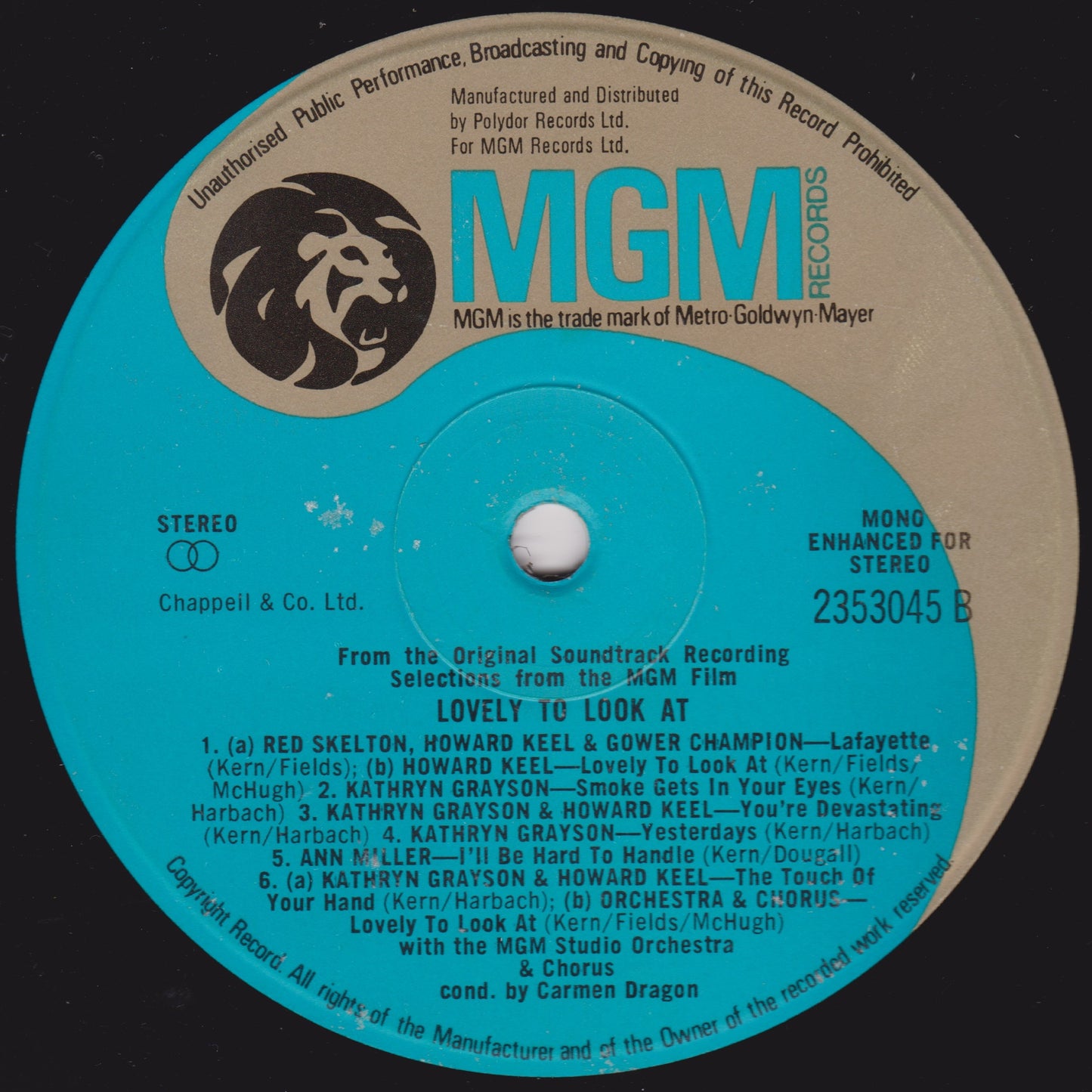 Various ‎– Show Boat / Lovely To Look At (MGM 1974) 12" vinyl LP VG/VG