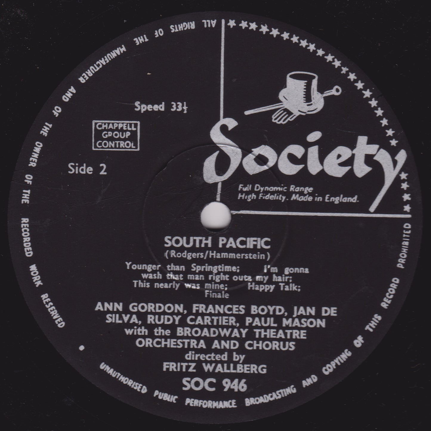 Rodgers And Hammerstein - South Pacific (Society) 12" vinyl LP VG/G+