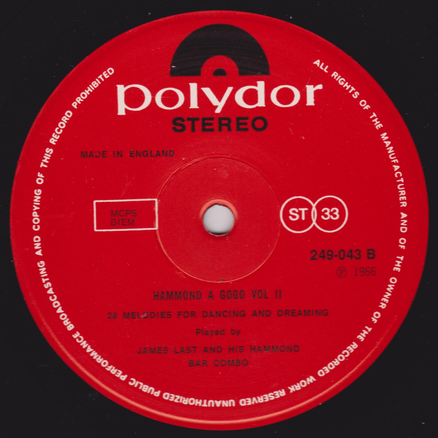 James Last And His Hammond-Bar-Combo ‎– Hammond À Gogo Vol. II (Polydor 1968) 12" vinyl LP VG/VG