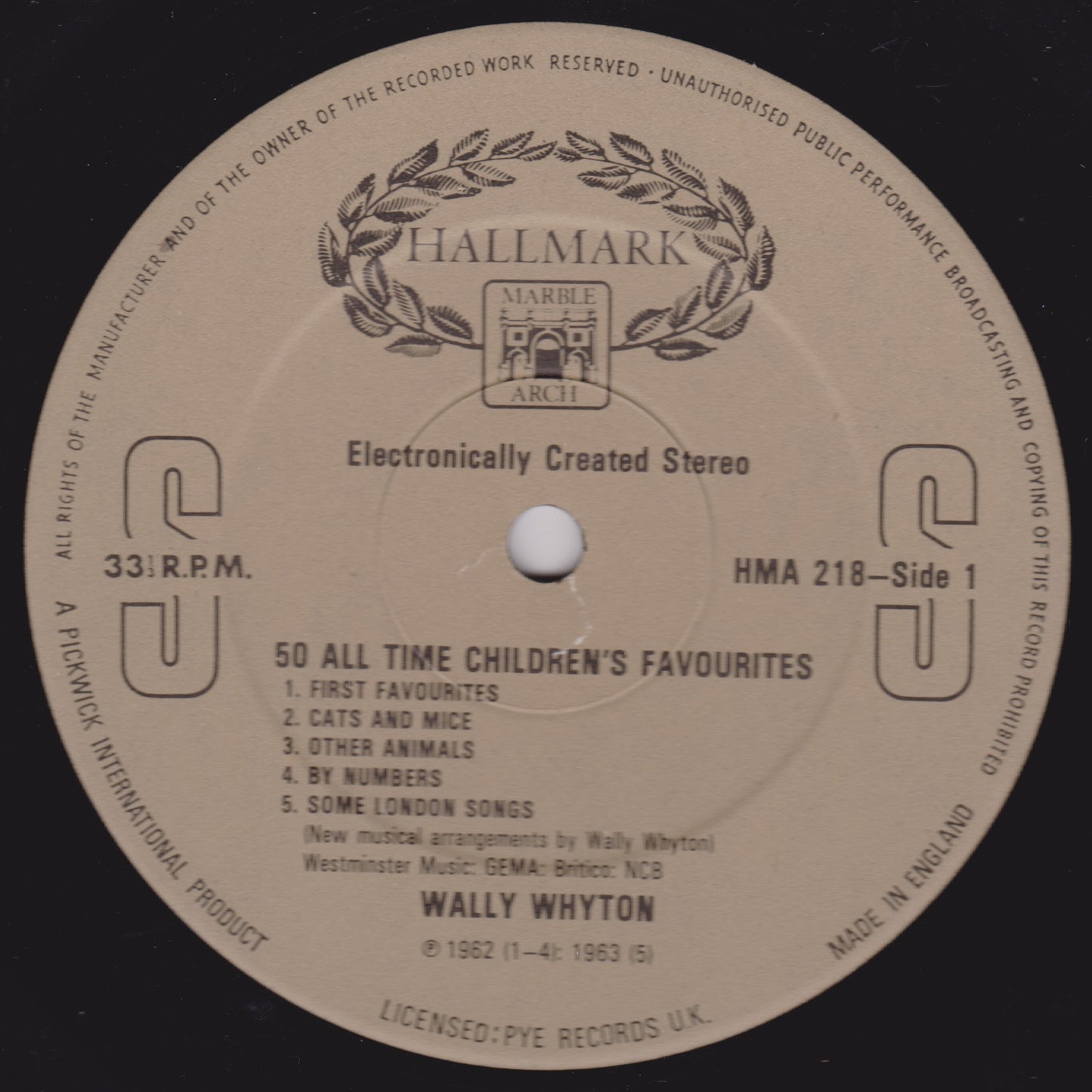 Wally Whyton ‎– 50 All-Time Children's Favourites (Hallmark) 12" vinyl LP VG/VG