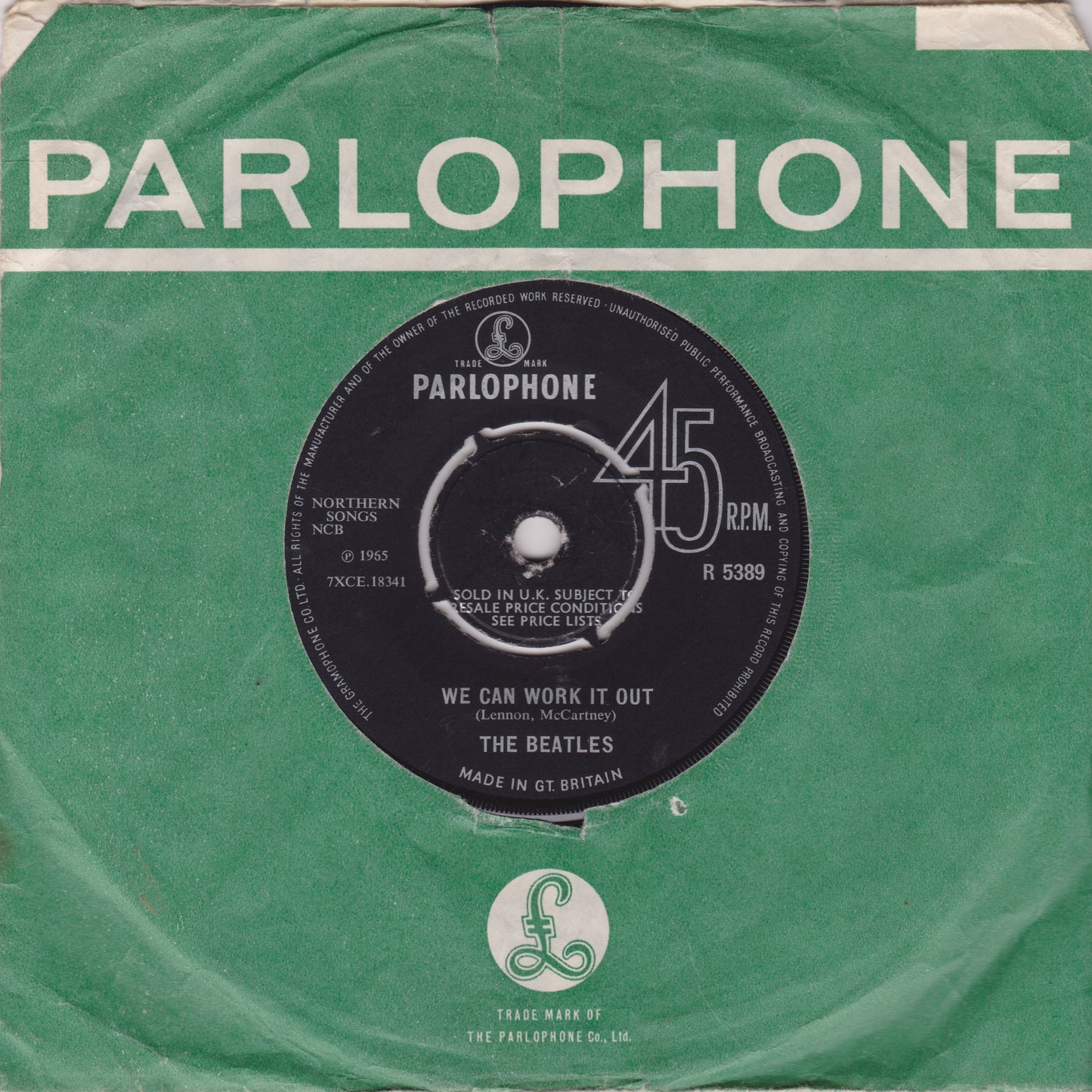 The Beatles ‎– We Can Work It Out / Day Tripper (Parlophone 1966) 7" vinyl single VG/-
