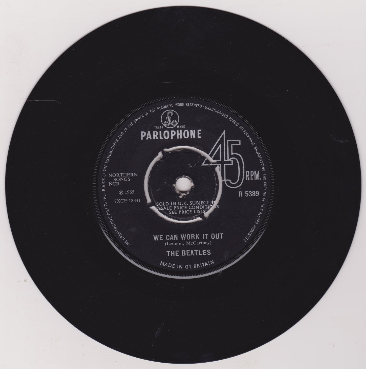 The Beatles ‎– We Can Work It Out / Day Tripper (Parlophone 1966) 7" vinyl single VG/-