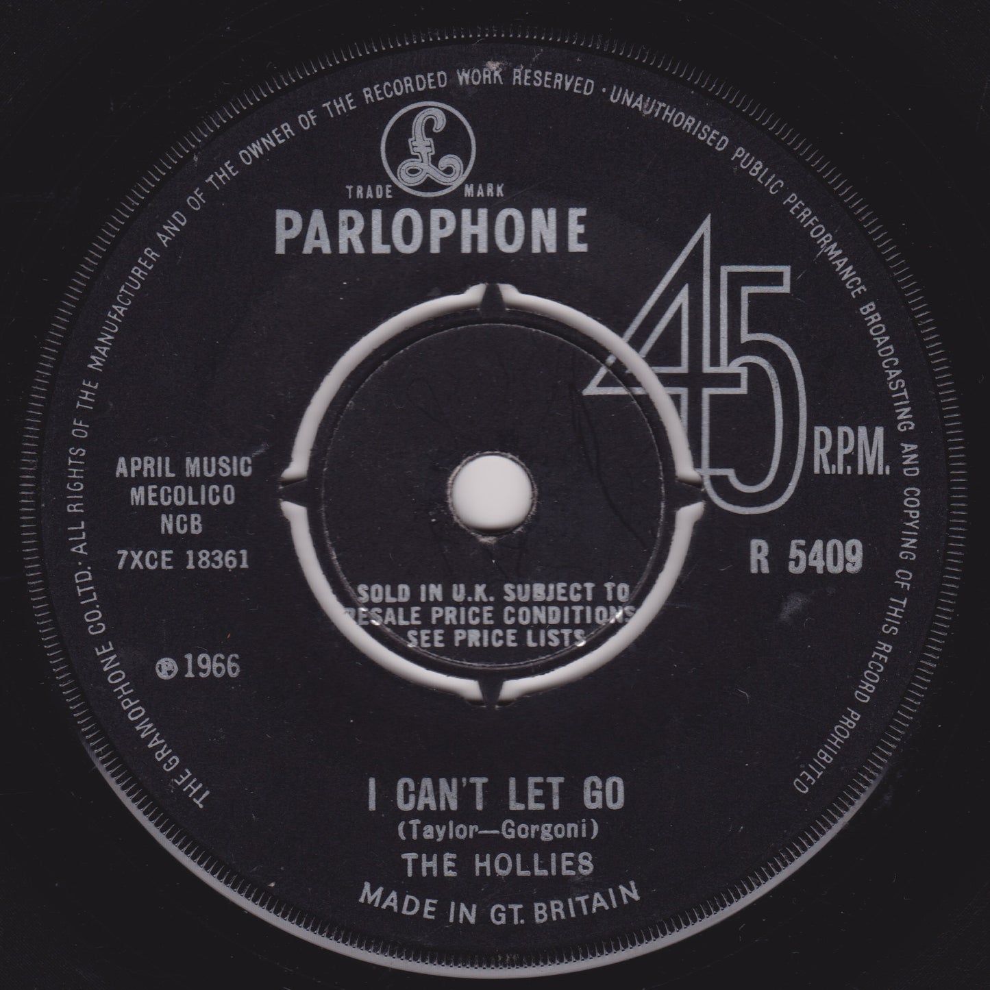 The Hollies – I Can't Let Go (Parlophone 1966) 7" vinyl single G+/-