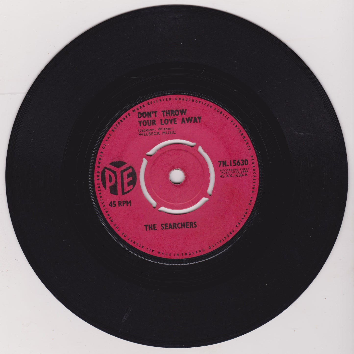 The Searchers ‎– Don't Throw Your Love Away (Pye 1964) 7" vinyl single VG/-
