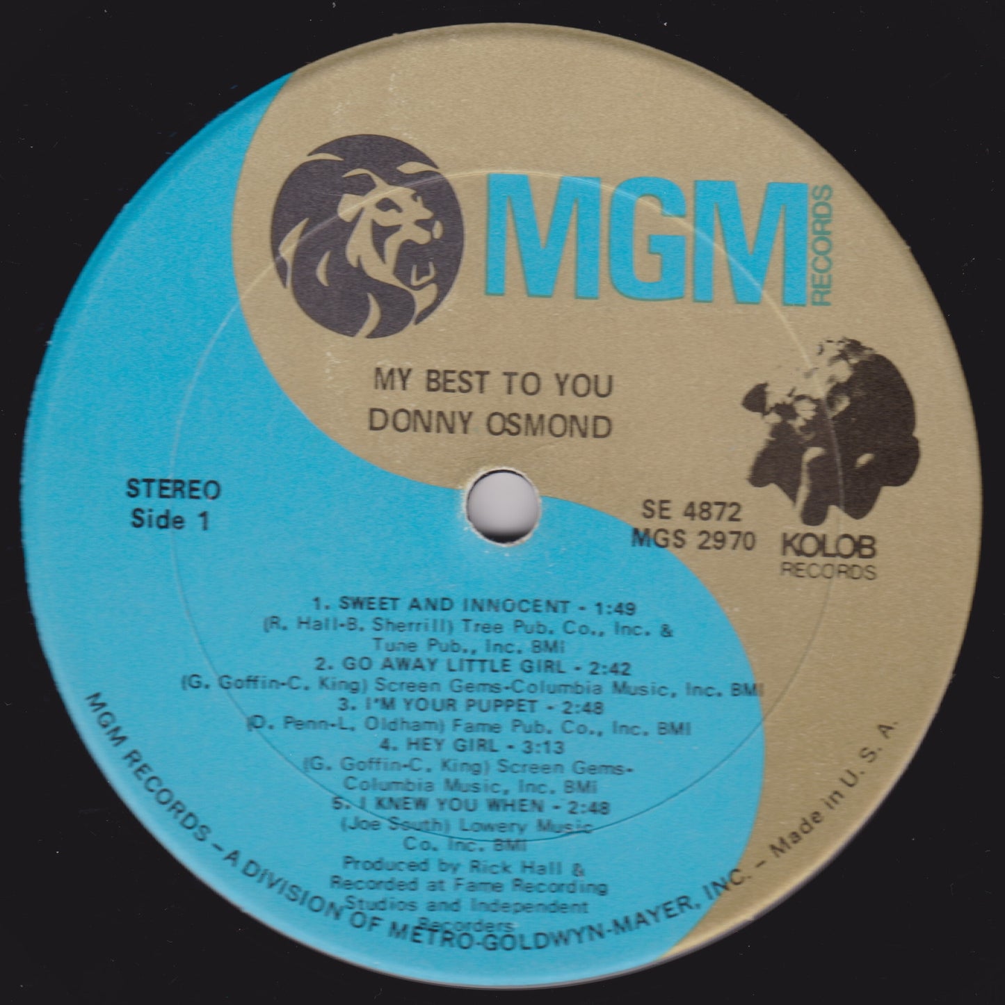 Donny Osmond ‎– My Best To You (MGM 1972) 12" US vinyl LP VG/G+