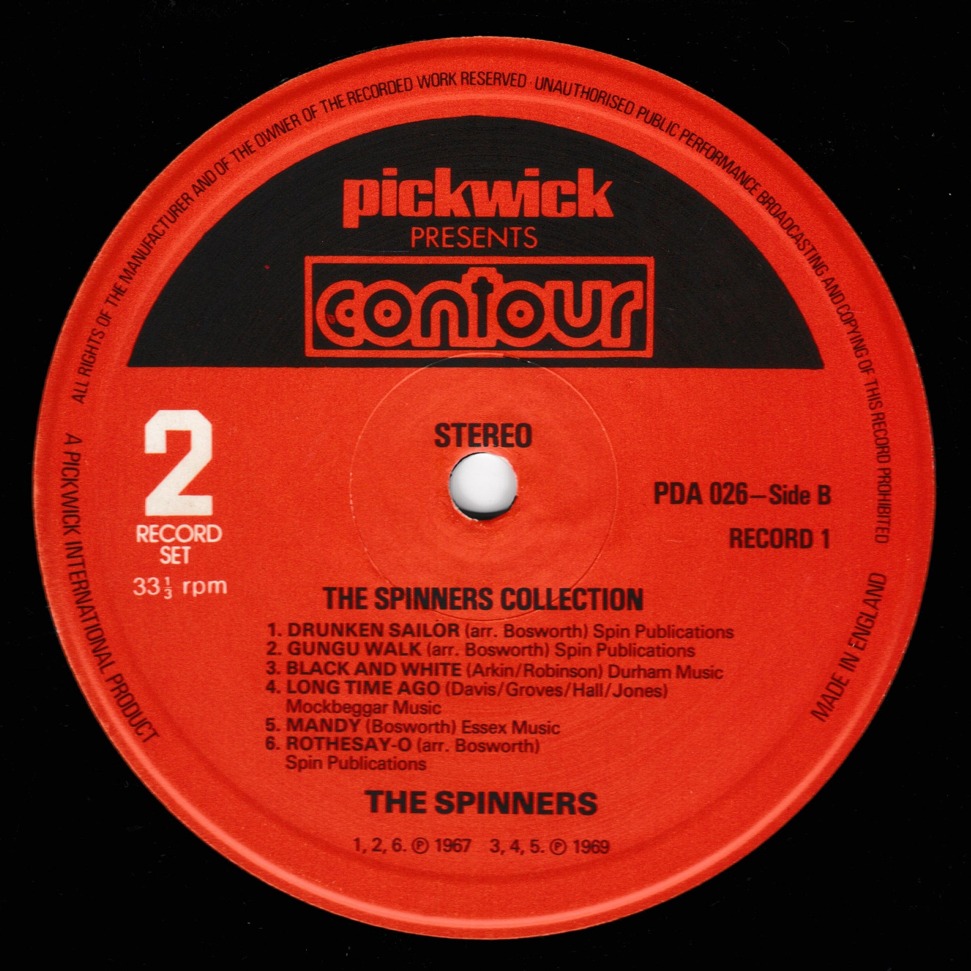 Red record label with 'Pickwick' and 'Contour' branding on a black background