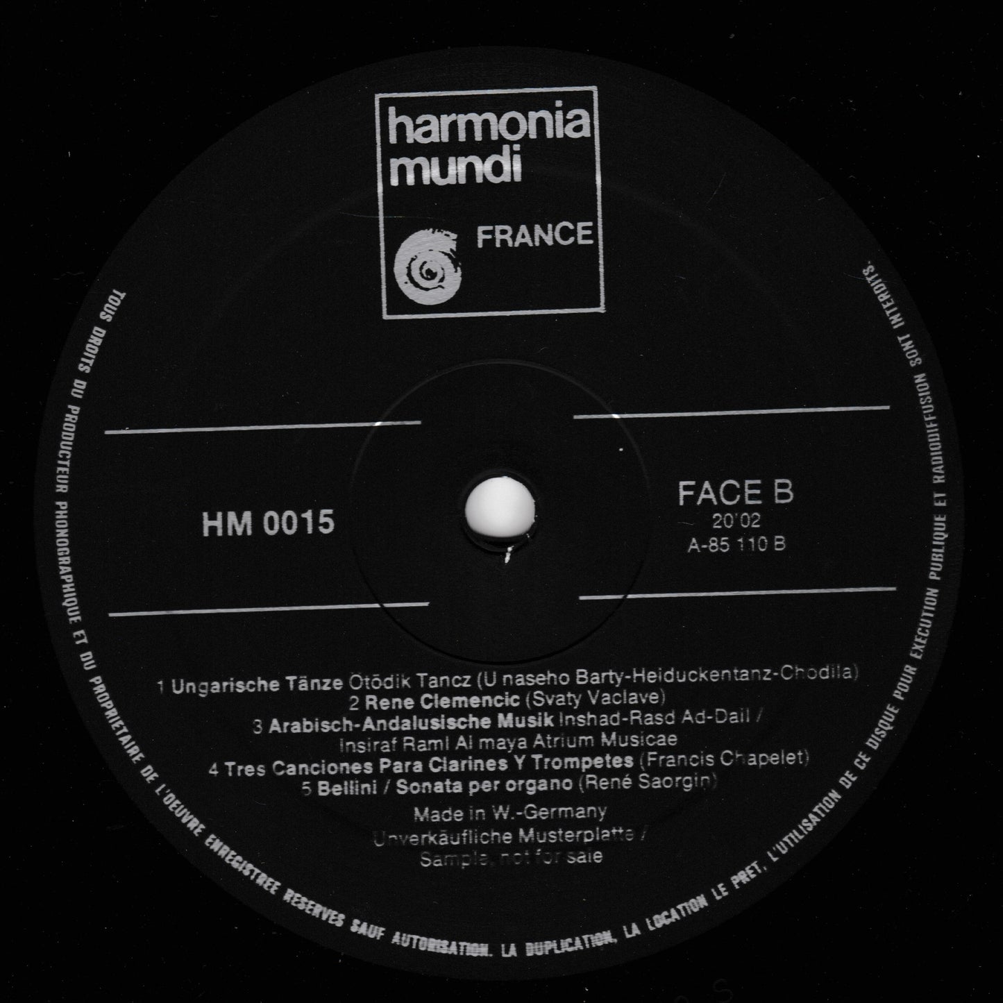 Record label with 'harmonia mundi France' branding on a black background