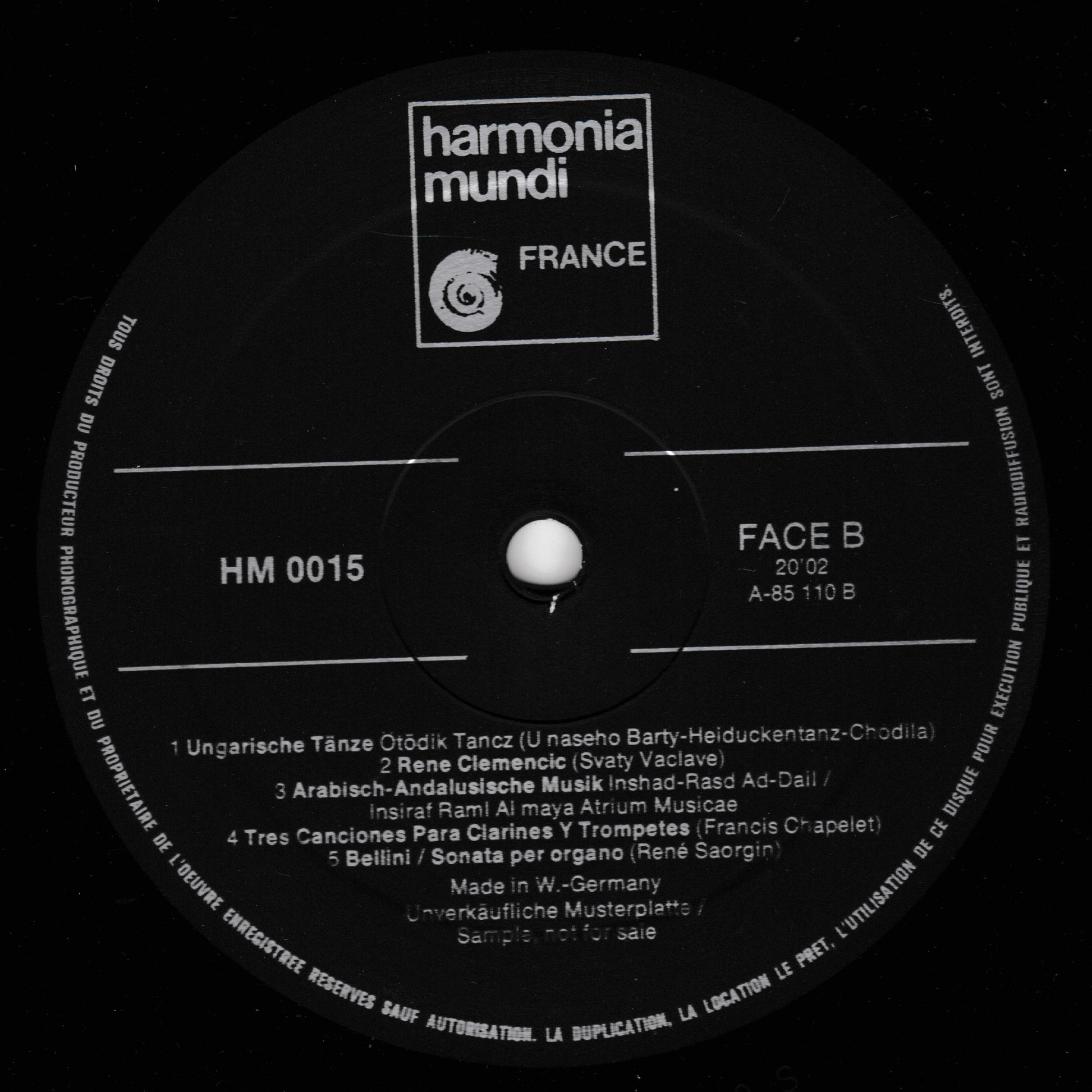 Record label with 'harmonia mundi France' branding on a black background
