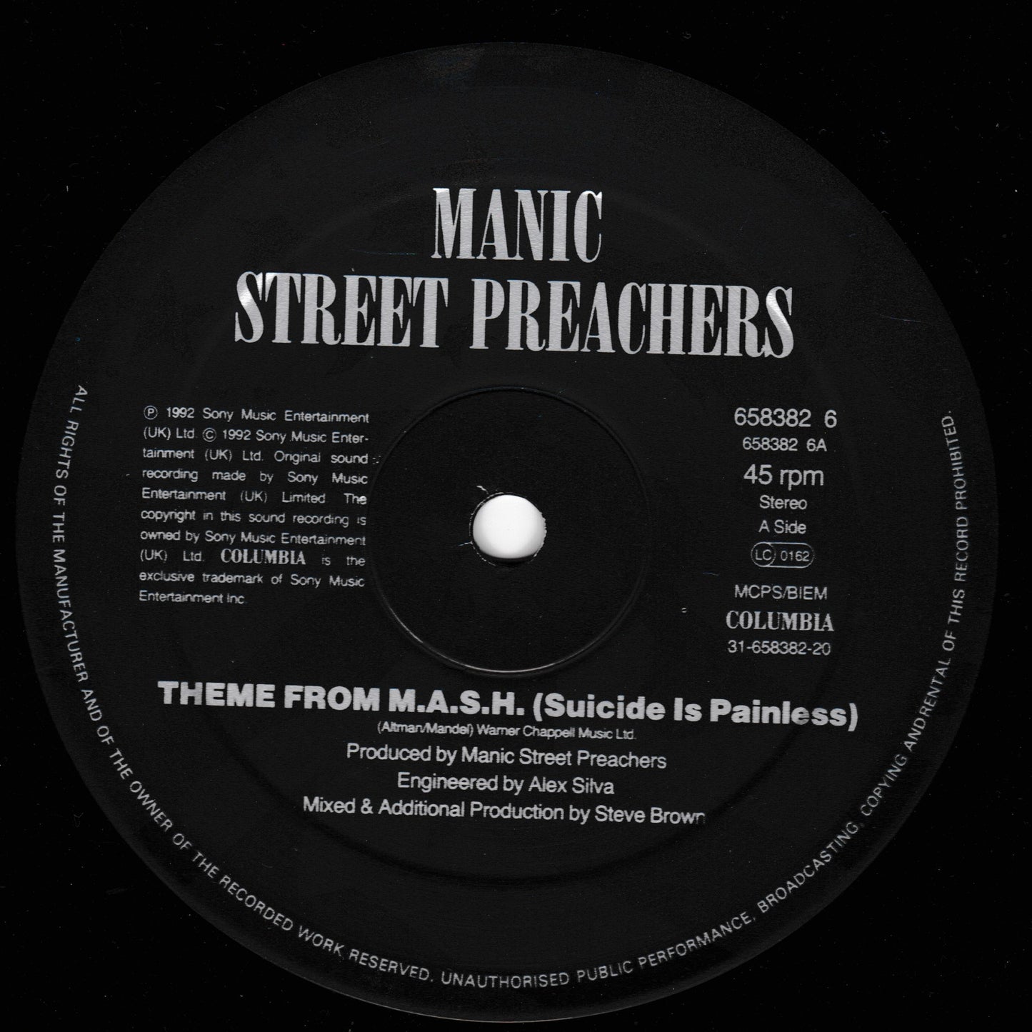 Manic Street Preachers - Theme From M.A.S.H. (Columbia 1992) 12" vinyl single VG/VG