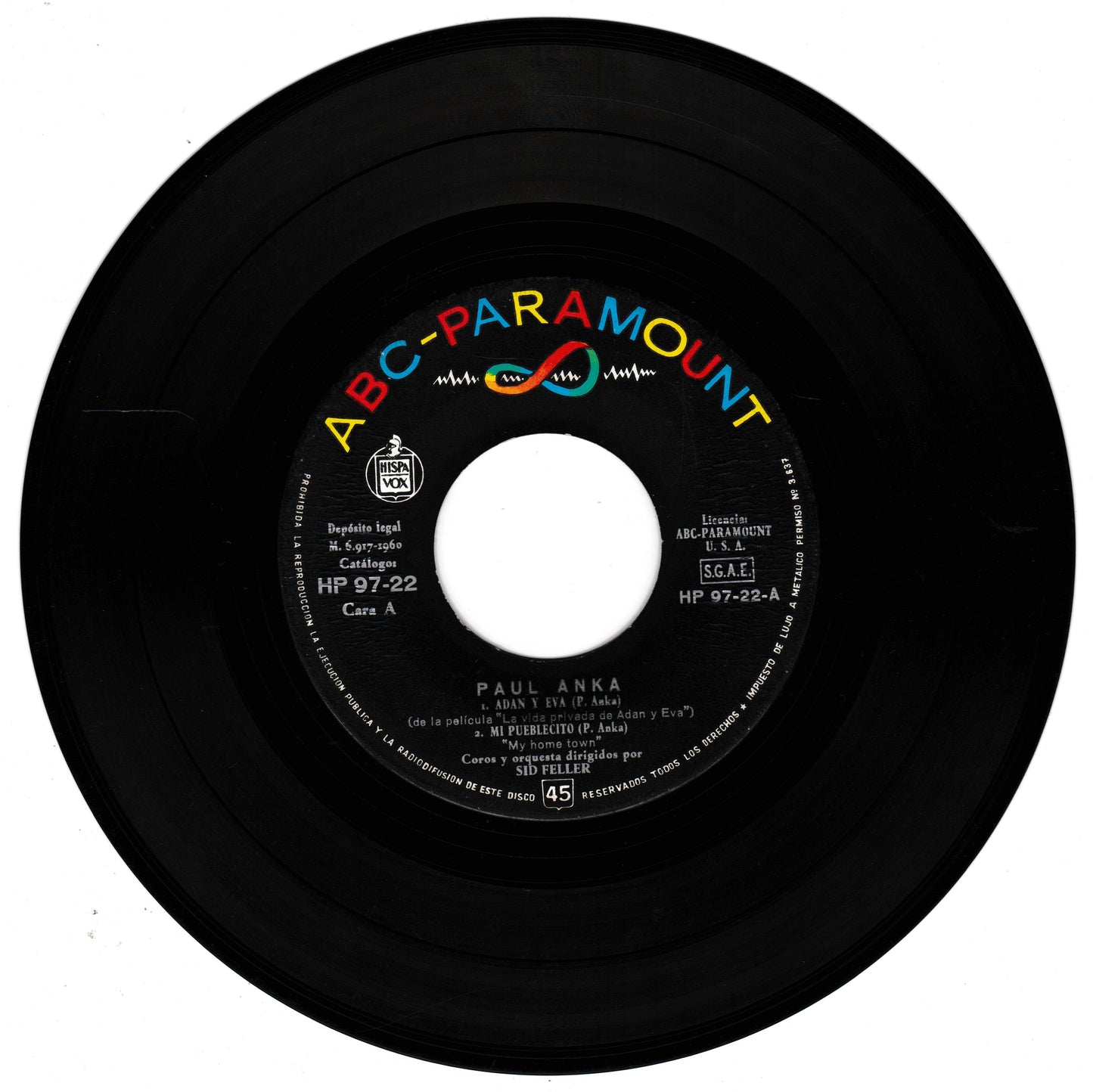 Black vinyl record with ABC-Paramount label on a white background