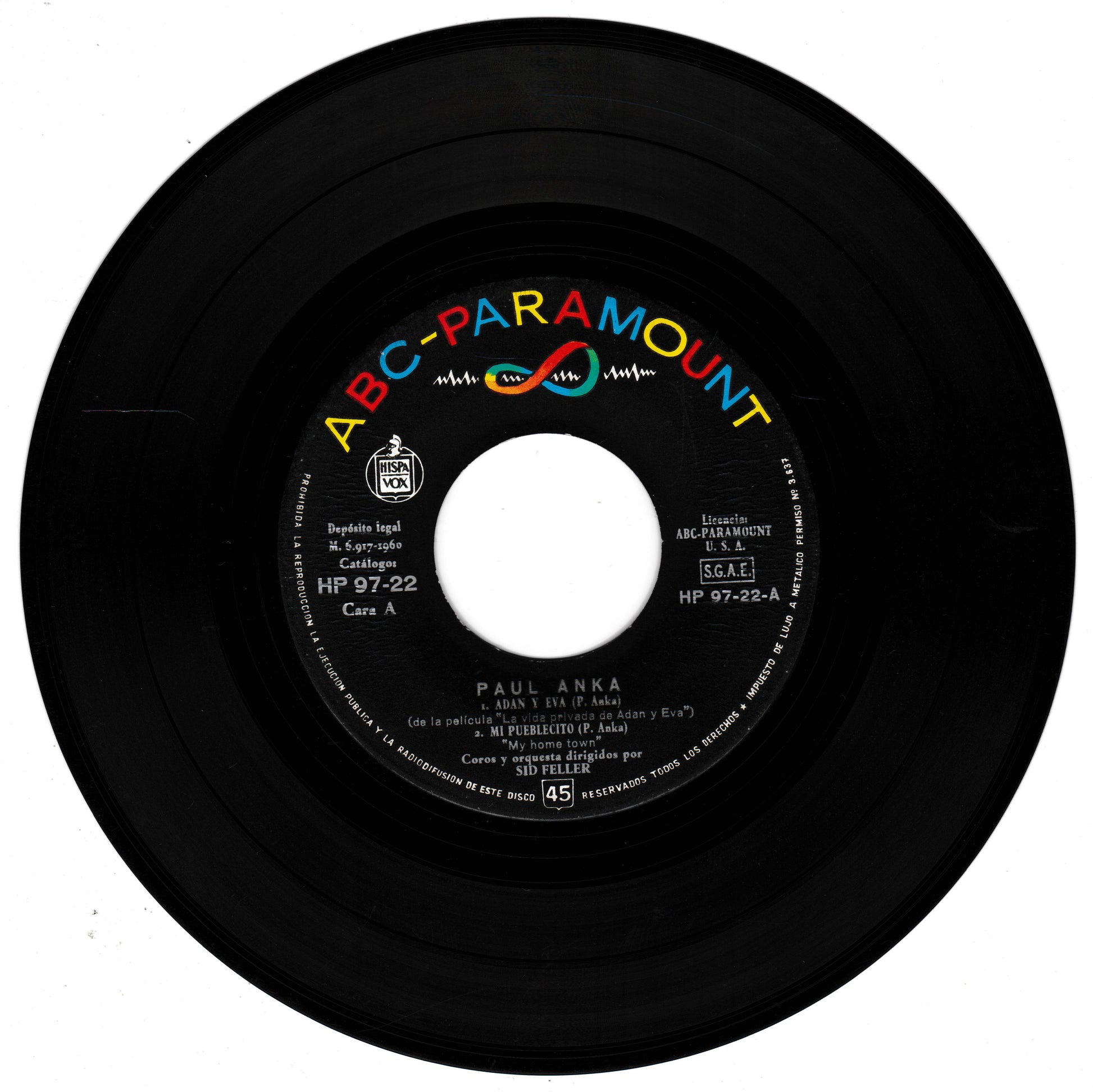 Black vinyl record with ABC-Paramount label on a white background