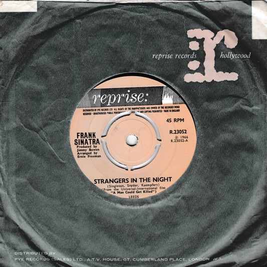Record label for Frank Sinatra's 'Strangers in the Night' on Reprise Records.