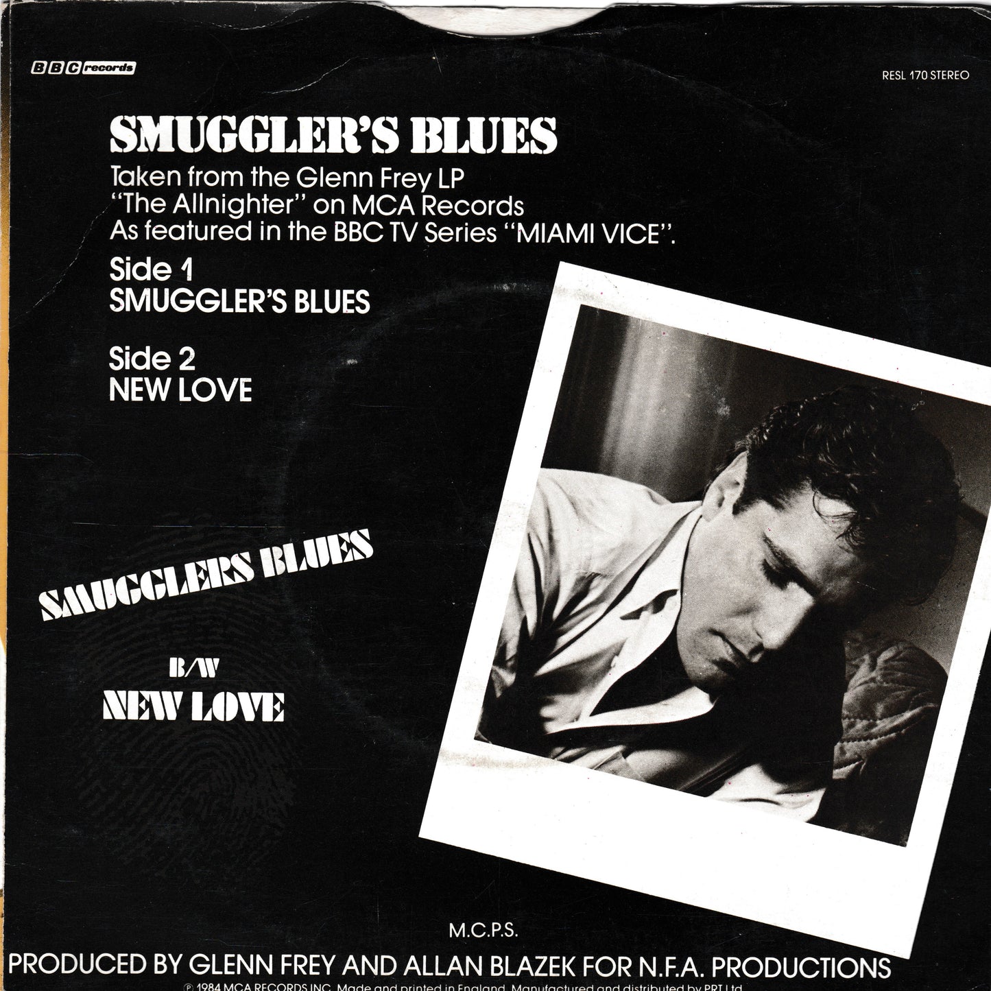 Glenn Frey - Smuggler's Blues (BBC 1985) 7" vinyl P/S single VG/VG Miami Vice