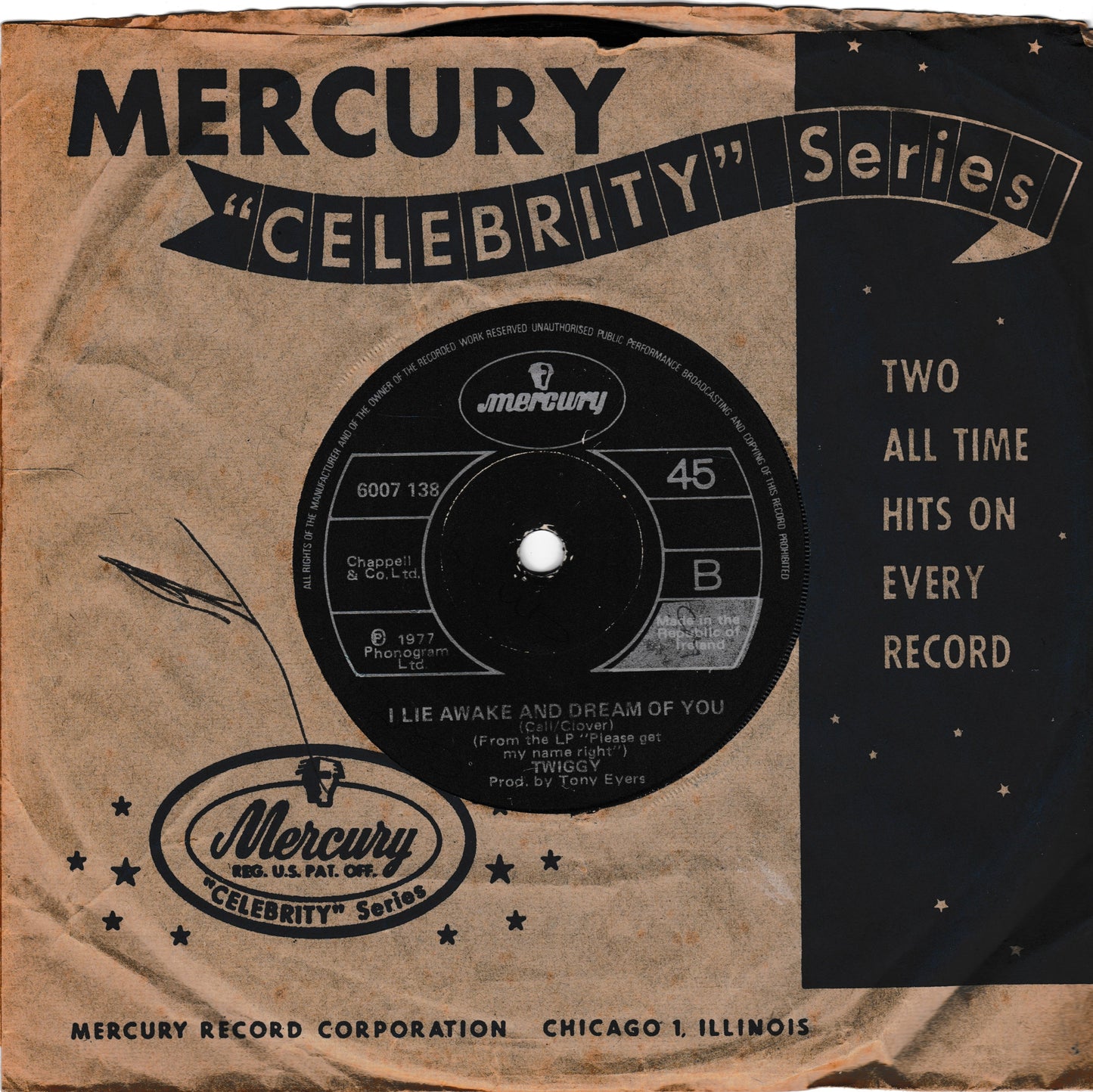Vintage Mercury Record Corporation 'Celebrity Series' sleeve or cover art featuring a brown paper background, a black vinyl record centre label, and cream text reading 'Mercury 'Celebrity' Series' and 'Two All Time Hits on Every Record.'.