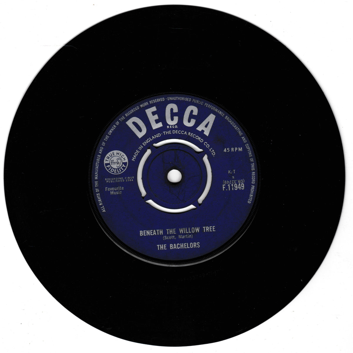 The Bachelors – I Wouldn't Trade You For The World (Decca 1964) 7" vinyl single VG/-