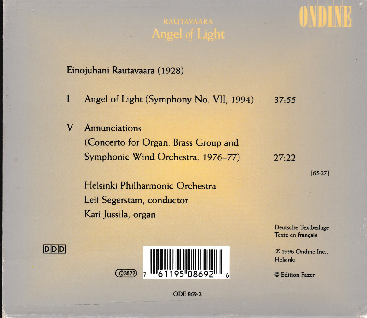 Rautavaara ‎– Angel Of Light (Ondine 1996) CD album