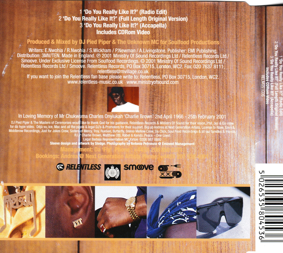 Back cover of the CD release for 'Do You Really Like It?'