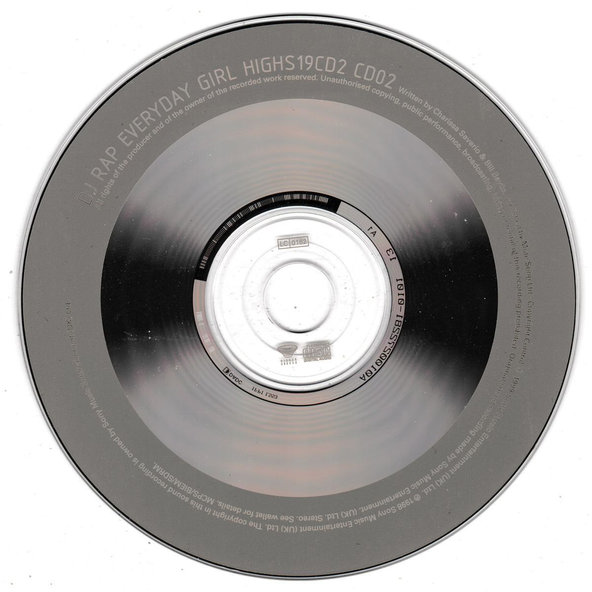 A CD single shown from a top-down view on a white background.
