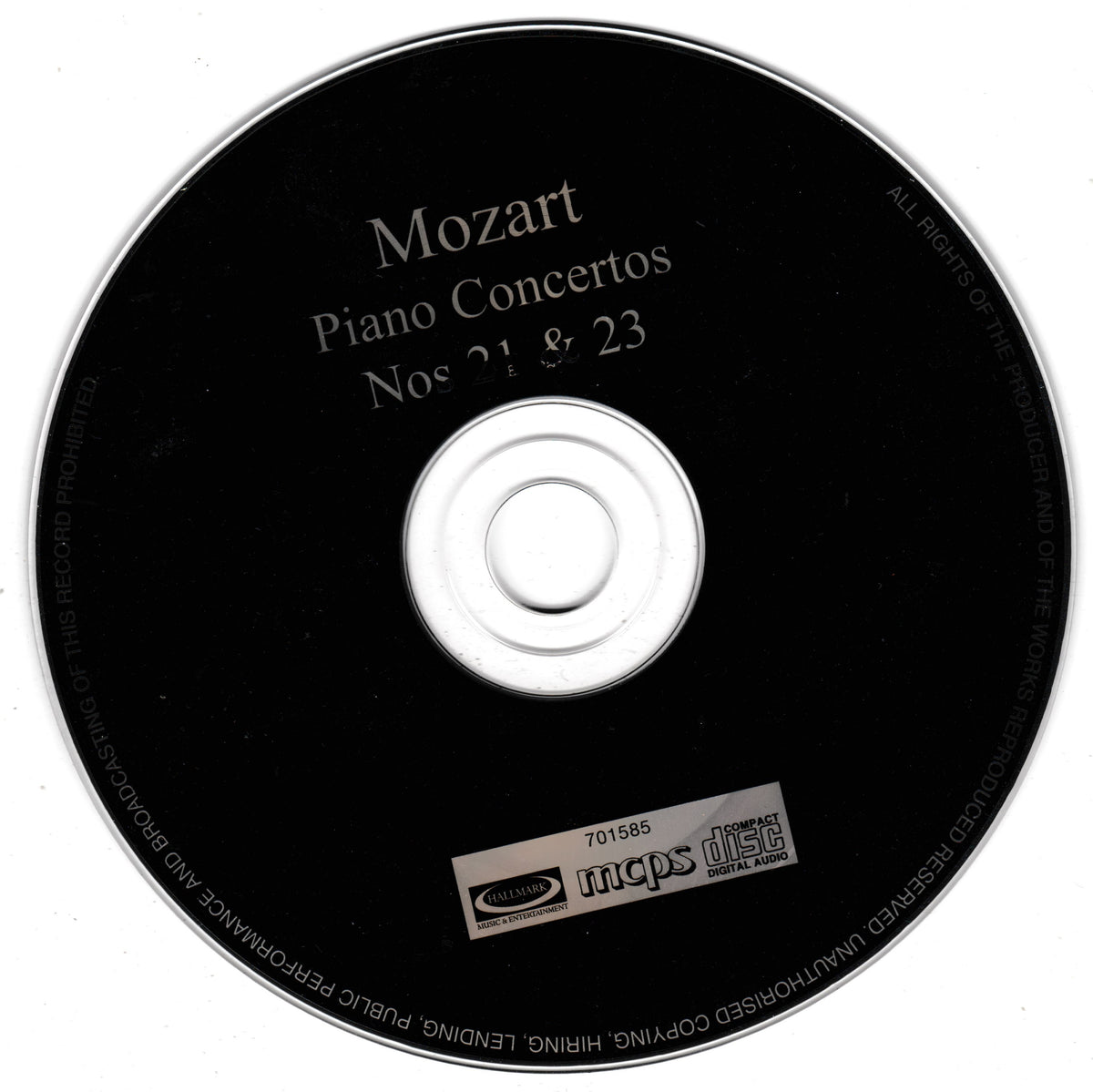 Mozart – Piano Concerto Nos 21 & 23 (Hallmark 2007) CD album