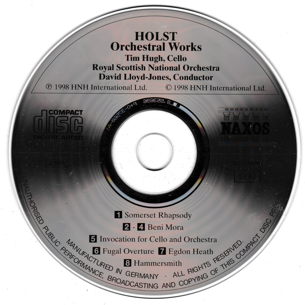 Holst - Beni Mora / Somerset Rhapsody / Hammersmith / Egdon Heath / Invocation For Cello And Orchestra (Naxos 1998) CD album