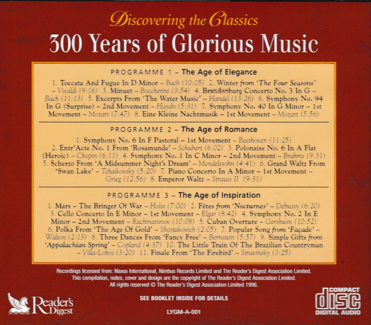 Various – 300 Years Of Glorious Music (Reader's Digest 1996) 3xCD album