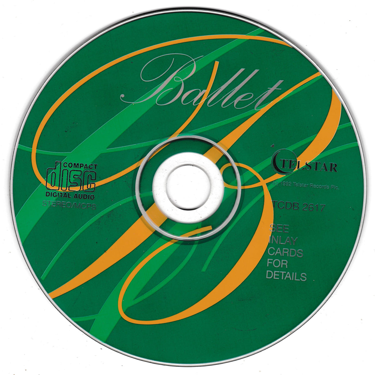 A green and orange digital audio compact disc with 'Ballet' written in white script, featuring the TCStar logo and 'Compact Disc Digital Audio' text.