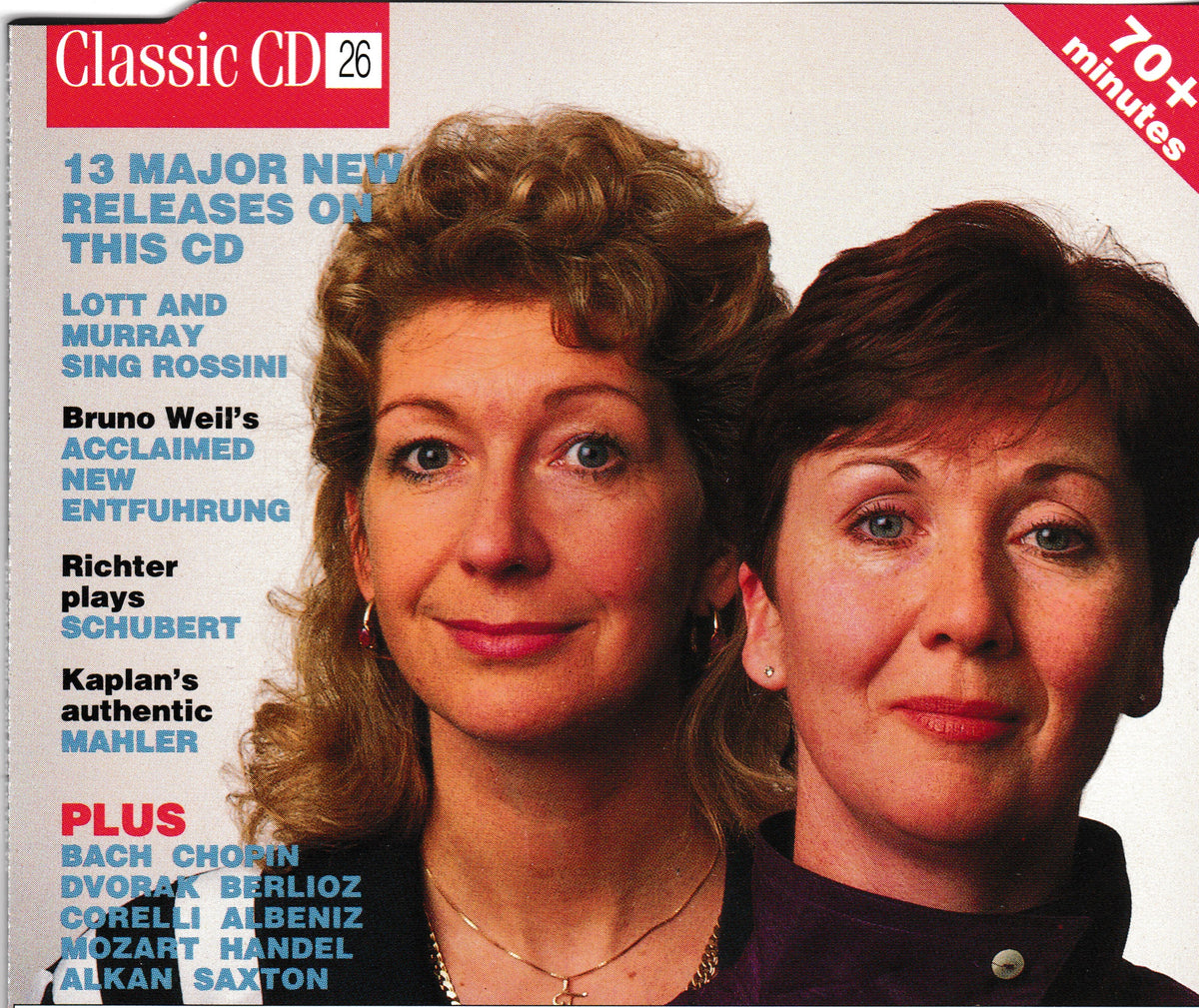 Front cover of a Classic CD music compilation album featuring two women's faces on the cover, with prominent text listing major CD releases and song titles.