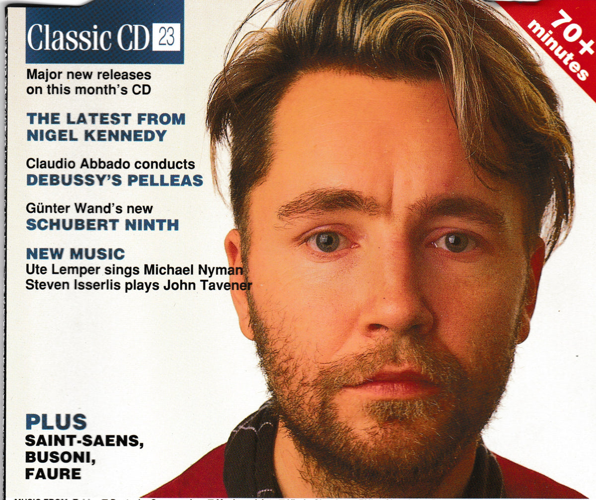 A CD cover featuring a close-up portrait of Nigel Kennedy on the right side and tracklist text on the left, with a red corner banner reading '70+ minutes'.
