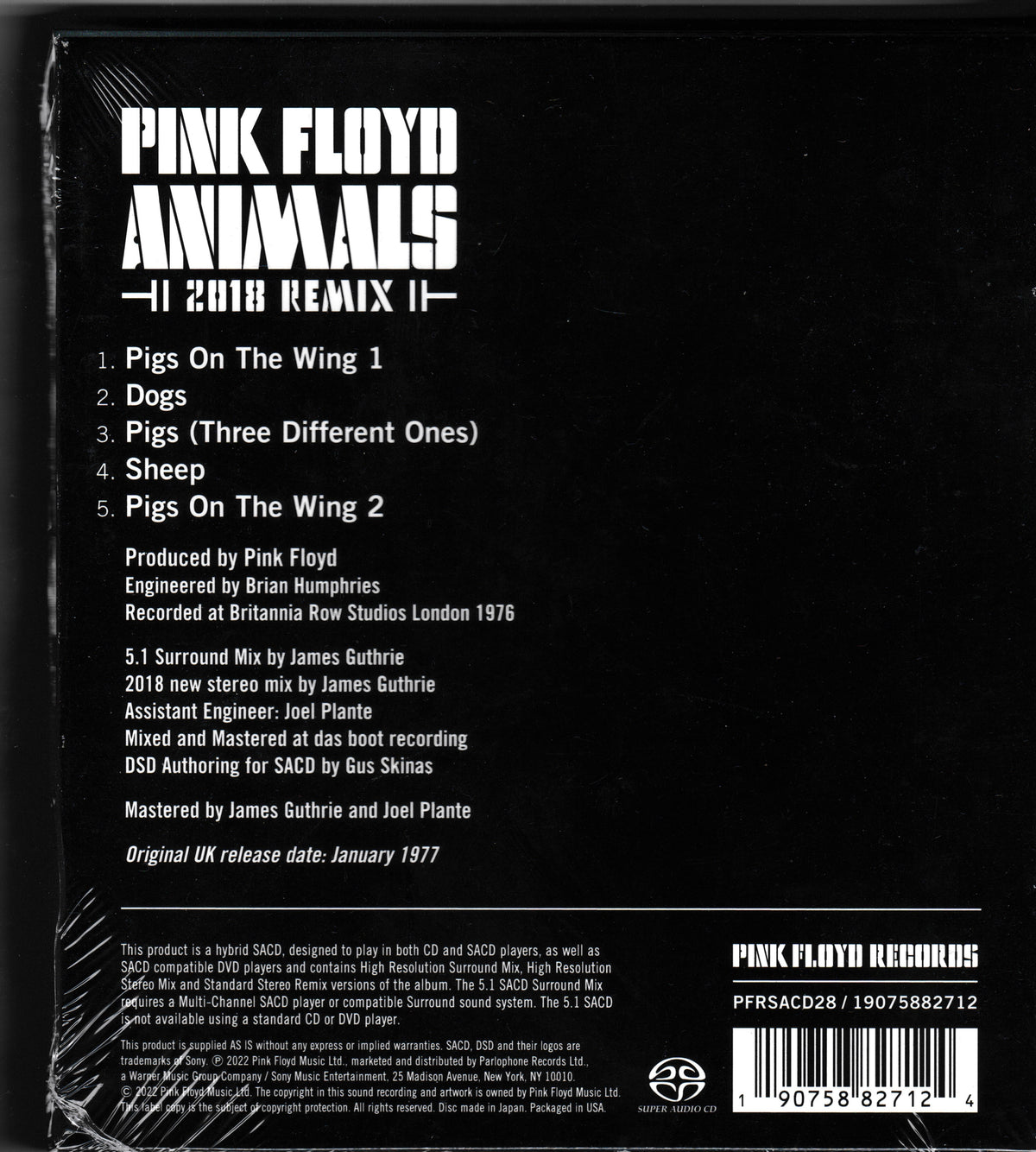 Pink Floyd – Animals (2018 Remix) (Pink Floyd 2022) Ltd Ed SACD NEW