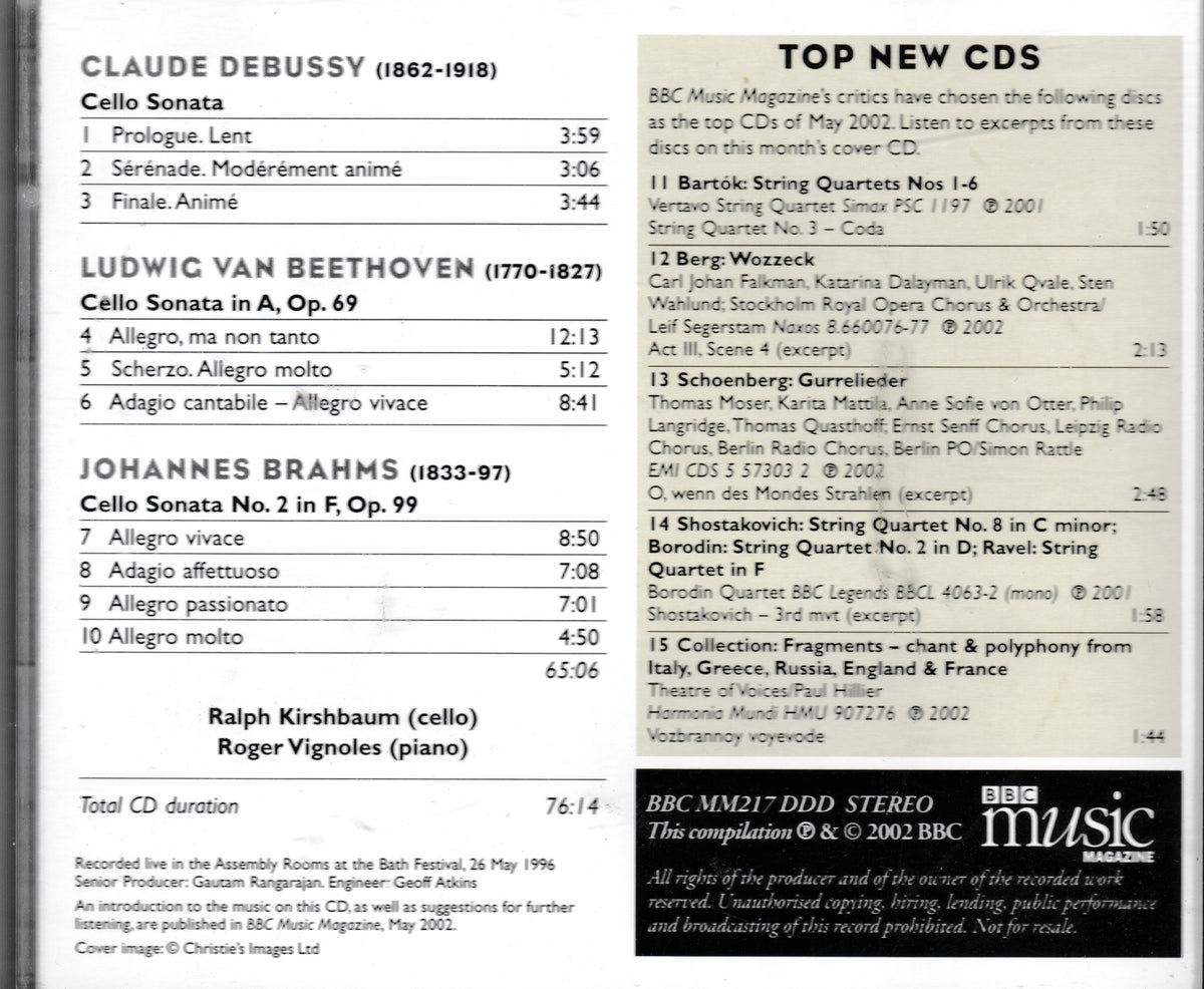 Beethoven, Brahms, Debussy - The Romantic Cello (BBC Music 2002) CD album