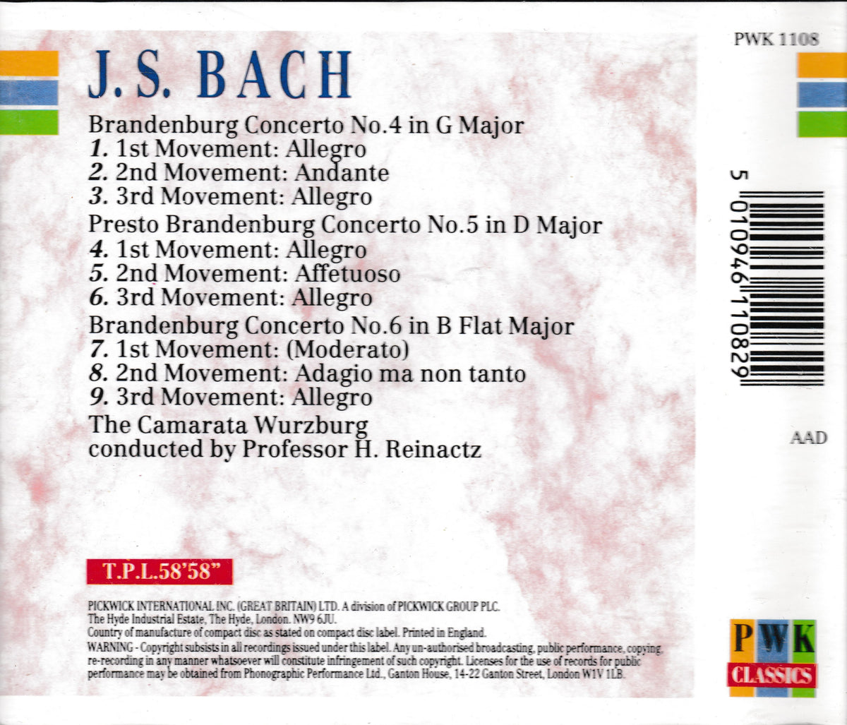 Bach - Brandenburg Concertos Nos. 4, 5 & 6 (1987) CD album