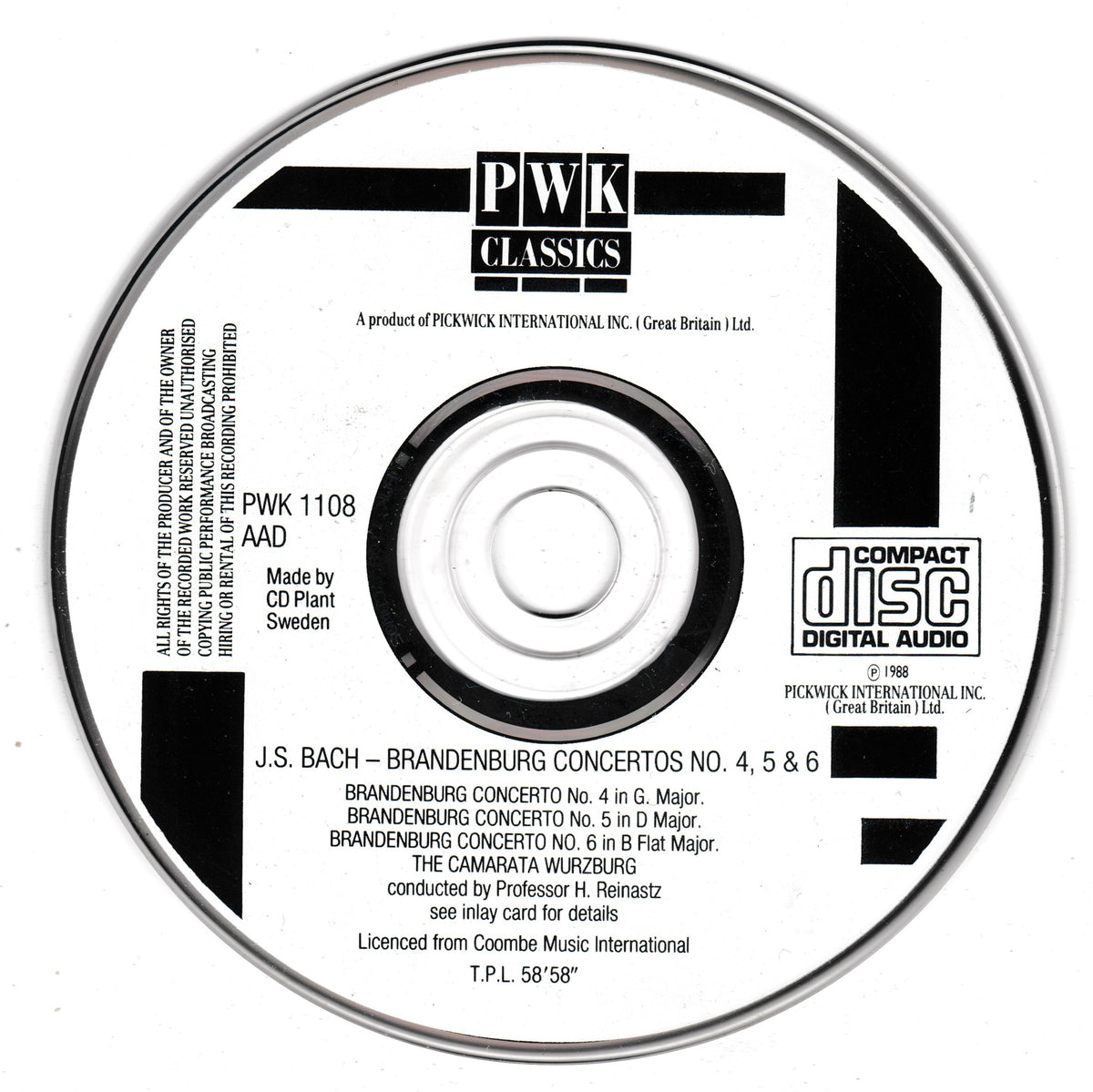 Bach - Brandenburg Concertos Nos. 4, 5 & 6 (1987) CD album