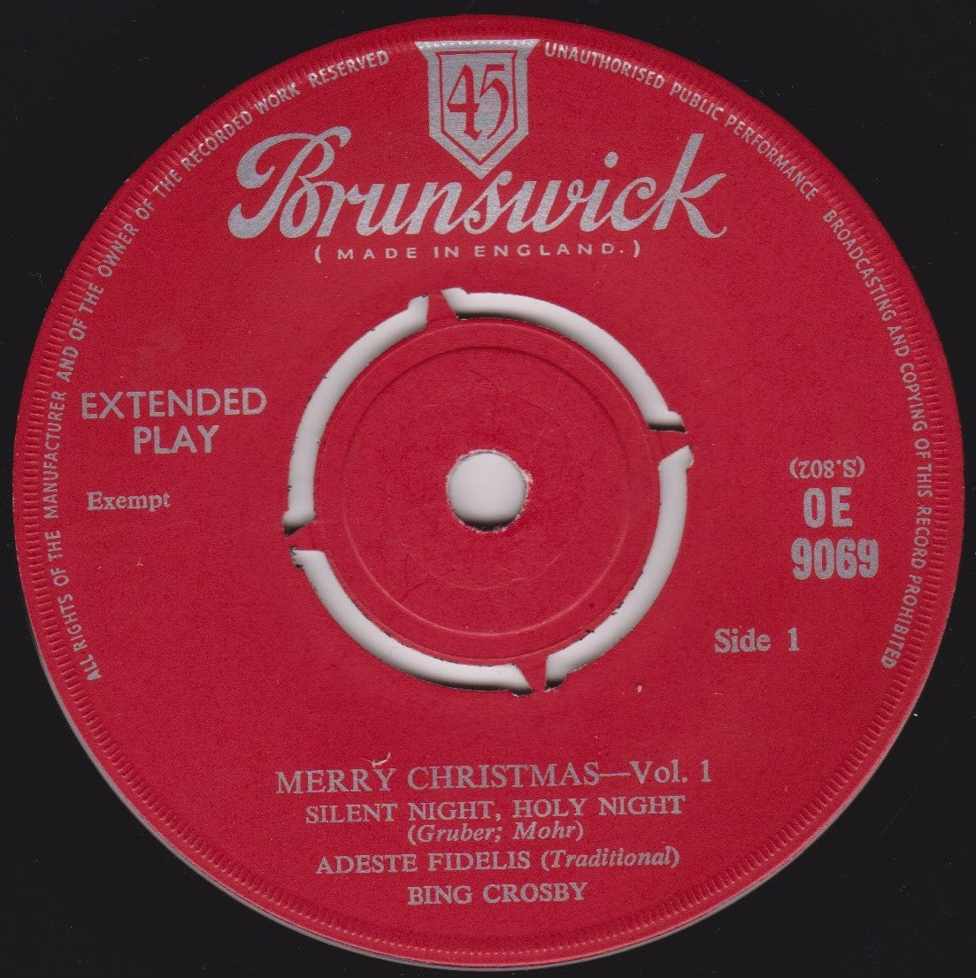 Bing Crosby – Merry Christmas Vol.1 (Brunswick 1960) 7" vinyl EP VG/-