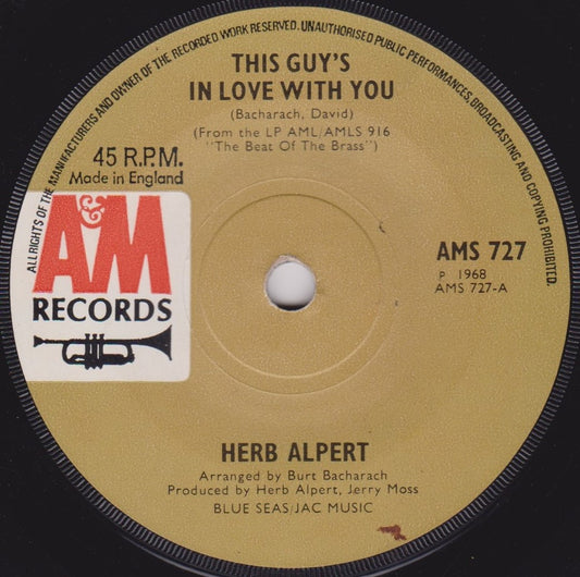 Herb Alpert – This Guy's In Love With You (A&M 1968) 7" vinyl single VG/-