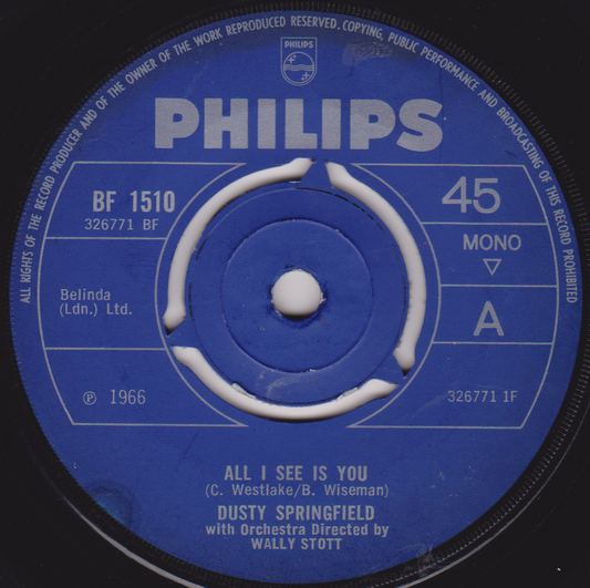 Dusty Springfield ‎– All I See Is You (Philips 1966) 7" vinyl single G+/-