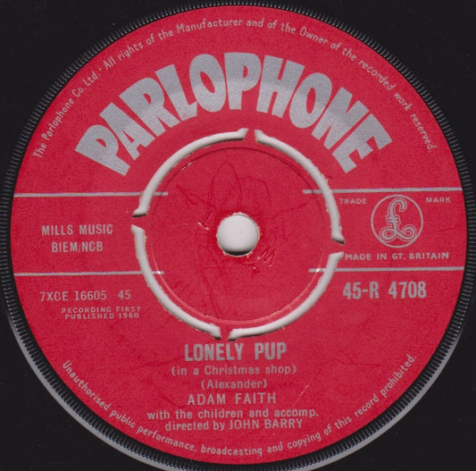 Adam Faith – Lonely Pup (In A Christmas Shop) (1967) 7" vinyl single VG/-