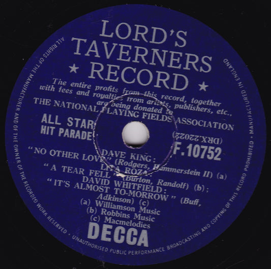 Various - The Lord's Taverners All Star Hit Parade (Decca 1956) 10" shellac G+/-