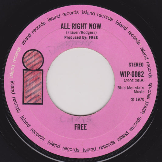Free - All Right Now (Island 1970) 7" vinyl single G+/- jukebox centre