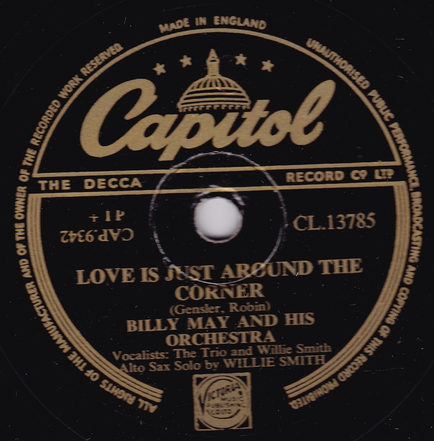 Billy May & His Orchestra ‎– All Of Me (Capitol) 10" shellac VG/-