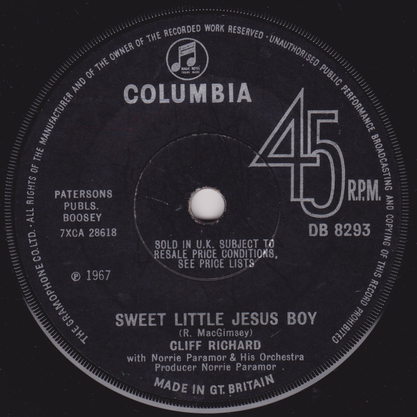 Cliff Richard - All My Love (Columbia, 1967) 7" vinyl single G+/-