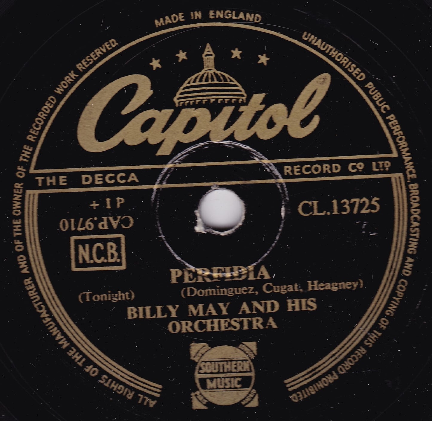 Billy May & His Orchestra ‎– Always (Capitol 1952) 10" shellac VG/-