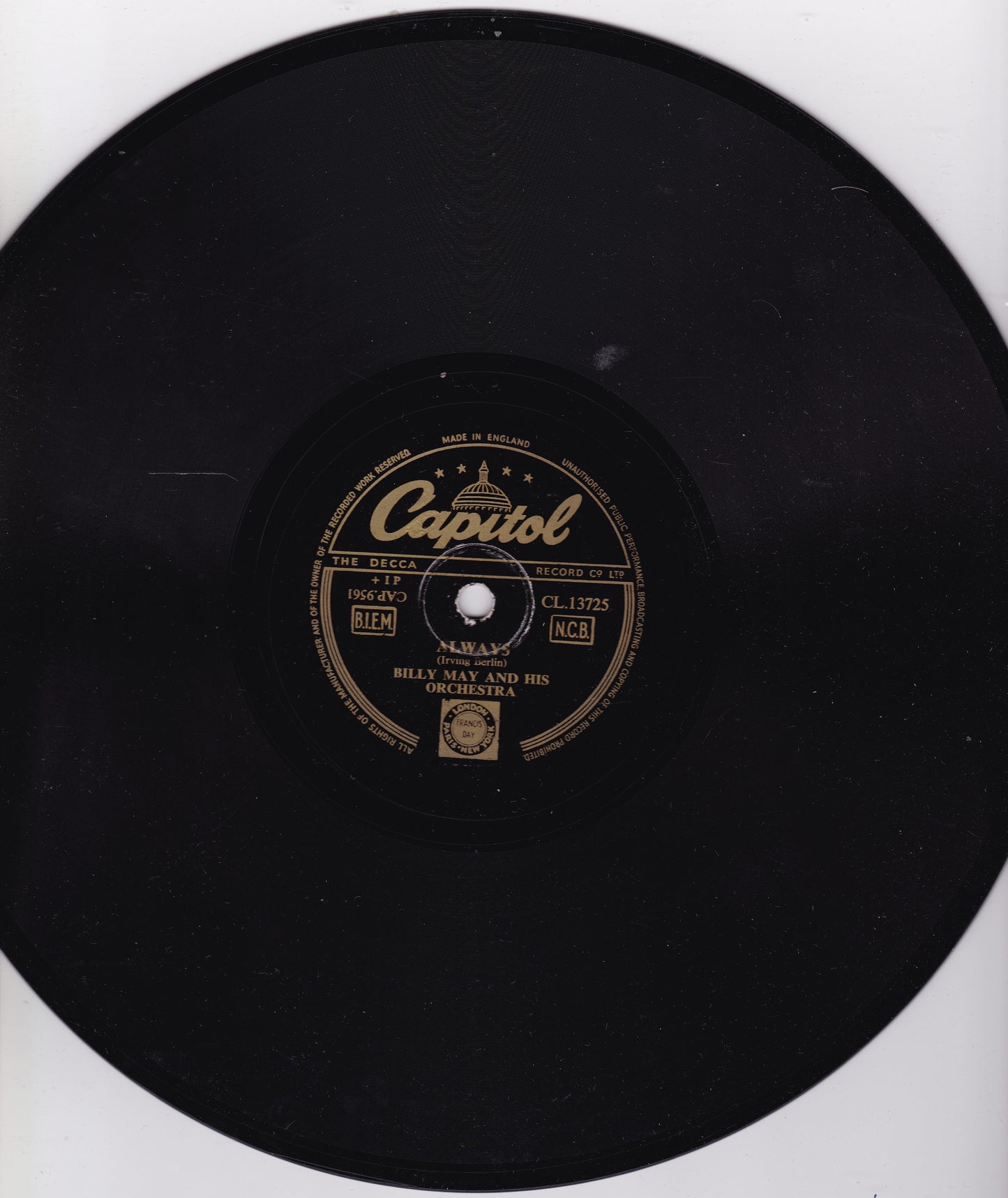 Billy May & His Orchestra ‎– Always (Capitol 1952) 10" shellac VG/-