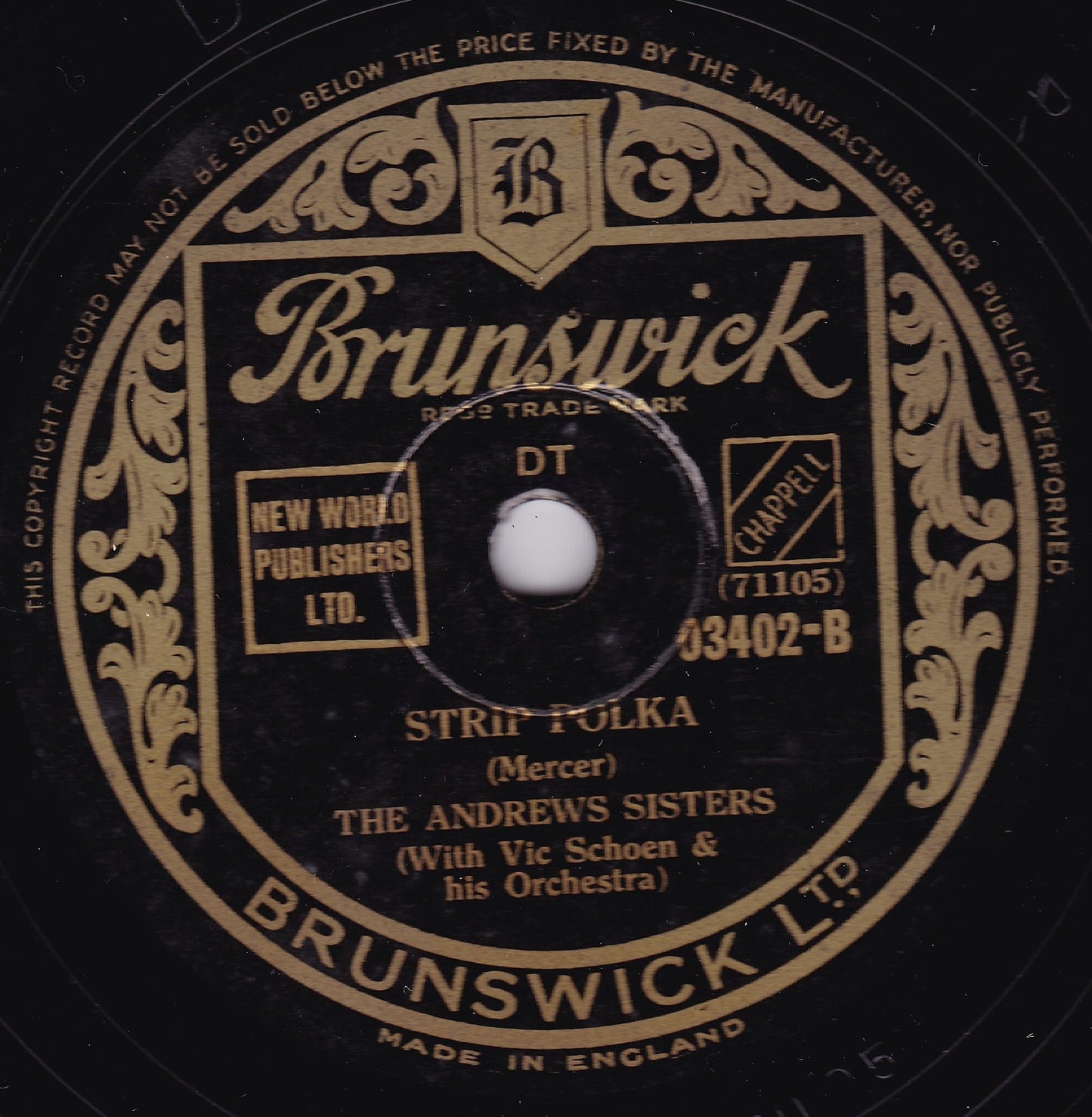 The Andrews Sisters – Strip Polka (1942) 10" shellac VG/-