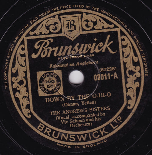 The Andrews Sisters – Down By The O-Hi-O (Brunswick 1940) 10" shellac VG/-